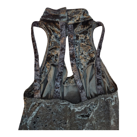 Carabella sz med dress crushed velvet halter sleeveless strappy gothcore keyhole - Picture 6 of 10